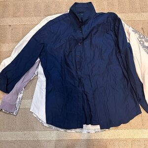 Perry Ellis Navy Button-Front Dress Shirt